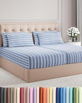 Split King 7 Piece Sheet Set - Comfy Breathable & Cooling - Soft Hotel Luxury Bedding Set w/ 8-16 Inch Deep Pockets - 1 Flat & 2 Fitted Sheet & 4 Pillowcases - Cozy and Wrinkle Free - Blue Stripes 3