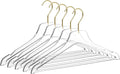 Quality Acrylic Clear Lucite Hangers 5-Pack with Gold Hanging Hooks for Clothes, Pants, Suit Jackets, Coats, and Shirts, Closet and Wardrobe Organization (Matte Gold Hook, 100)