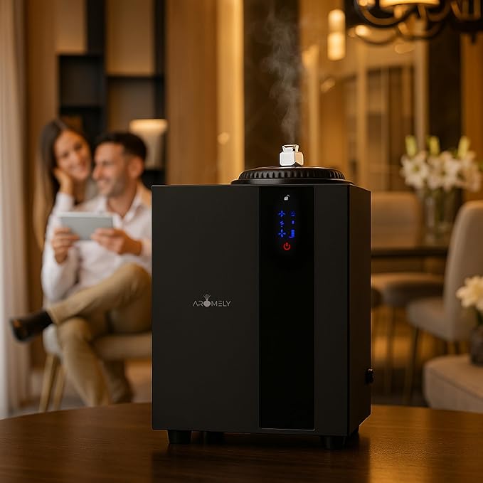 Aromely Smart Bluetooth HVAC Scent Diffuser, Aromatherapy Nebulizing Waterless Diffuser for Home, Office, Large Room, App Controlled Perfect Aroma Diffuser Up to 4,000 SQFT - Black