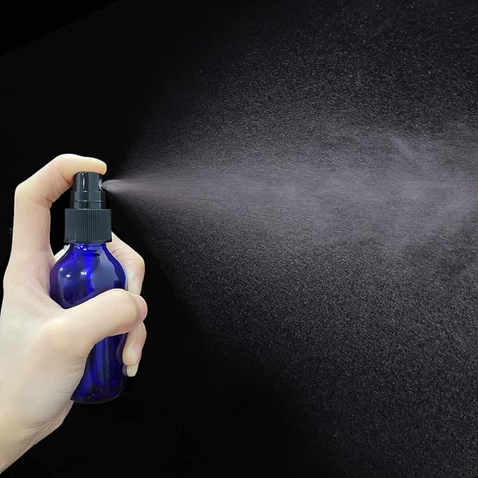 LIYUABU 60ml Blue Glass Spray Bottles,Small Empty Fine Mist Perfume Refillable Reusable Travel Spray Bottle for Essential Oils/Hair/Aromatherapy/Cleaning/Cosmetic with Extra Spray Nozzle(2 Pack)
