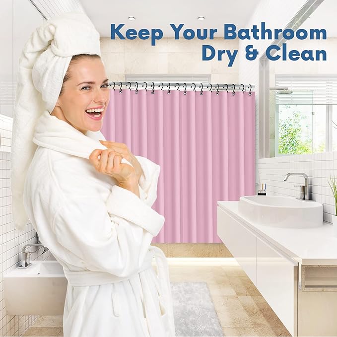 Premium Shower Curtain Liner, 72"W X 72"H - PVC-Free, 6G PEVA Shower Curtain with 12 Rust Proof Grommets And Magnet-weighted Bottom Hem - Moisture Stain Proof Shower Curtain Liner - Pink