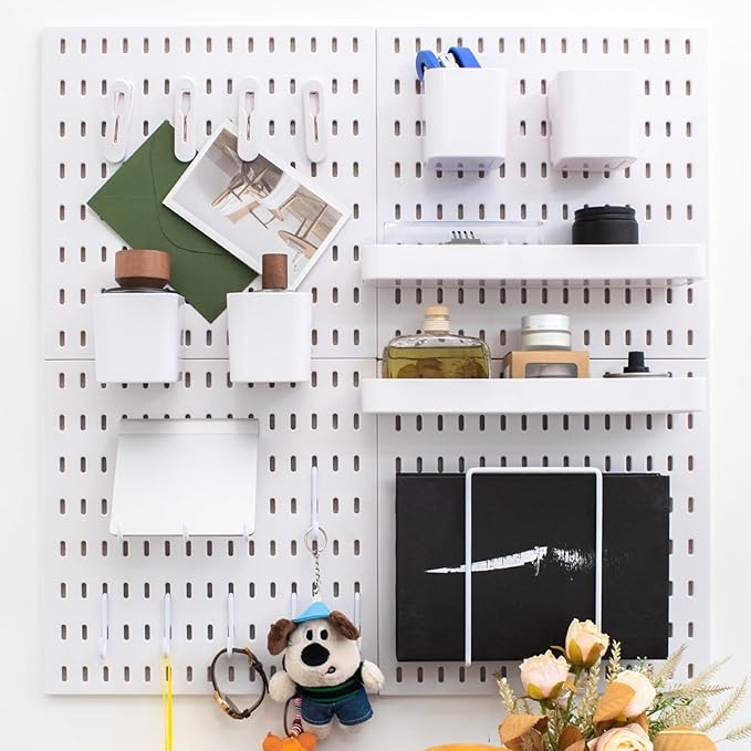 RIVTUN Wall-Mounted Pegboard Kit, 25.2" x 25.2" Organizer Panel – Large, Cost-Effective & Nail-Free Installation White