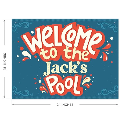 Custom Pool Sign, Welcome to The Pool Fun for Pool Décor Sign, 18x24 Inches, Rust Free .063 Aluminum, Fade Resistant, Made in USA by Sigo Signs