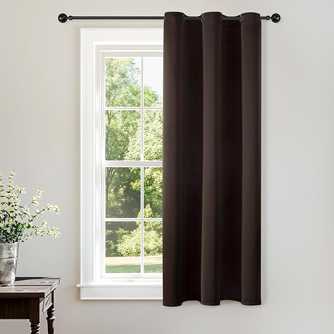 ChrisDowa Blackout Curtains 54 Inches Long for Living Room, Grommet Thermal Insulated Room Darkening Curtains for Bedroom (1 Panel Set, Brown, 38W x 54L)