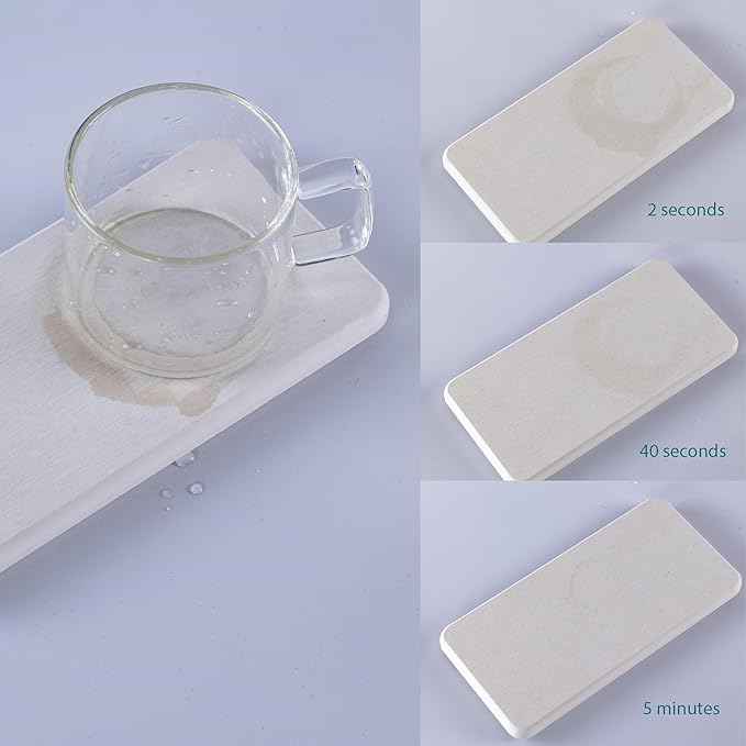 NiuYichee 2 Pcs Water Absorbing Stone Trays, Kitchen/Bathroom Sink Soap Dish, Diatomite Tray Used for Hand Soap & Cosmetic Bottles in The Modern Home, 3.15" W x 6.3" L, White