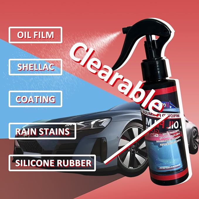 Mecarsee Car Windshield Oil Film Remover Spray - Helps Prevent Fogging & Rain-Repellent Glass Cleaner - Removes Grease, Water Spots & Road Grime - Interior & Exterior Use