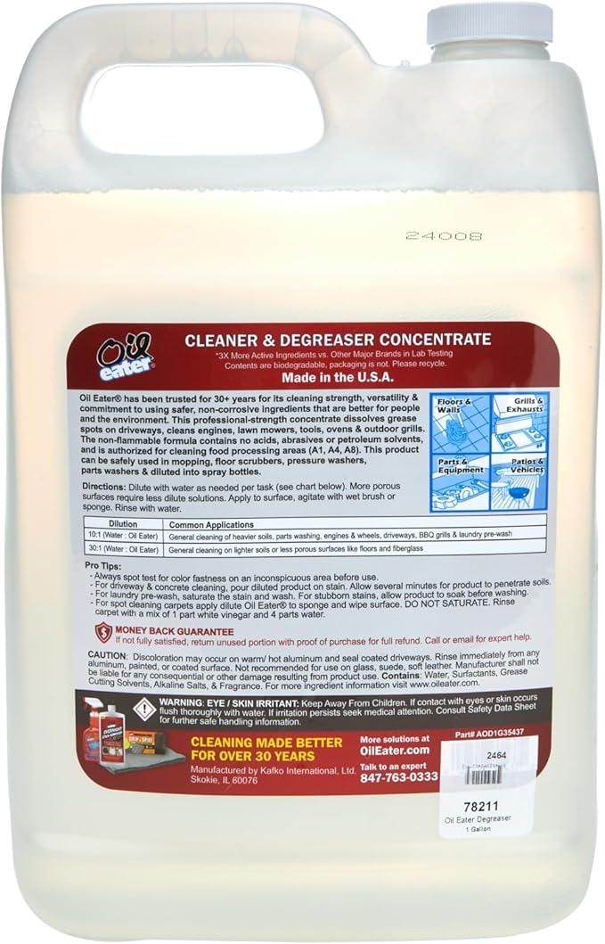 Oil Eater Original 1 Gallon Cleaner, Degreaser - Dissolve Grease Oil and Heavy-Duty Stains – Professional Strength