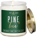 Pine Candle, Pine Scented Candles, Christmas Candles Scented - 'Pine Tree' Soy Candle, w/Fir Needles, Warm Cedar & Sandalwood - Infused with Essential Oils I 9oz, 50 Hour Burn, Handmade in USA