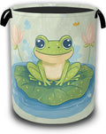 Laundry Hamper,Cute Green Frog Collapsible Laundry Baskets Waterproof Oxford Cloth With Handles,Clothes Storage Bucket Toy Organizer For Bathroom/Nursery/Bedroom 16" x 20.8"