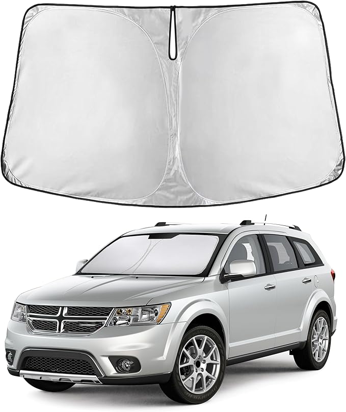 EcoNour Windshield Sun Shade Compatible for Dodge Journey 2009-2020 Front Window Sunshade Foldable Sun Visor UV & Heat Blocking Protection