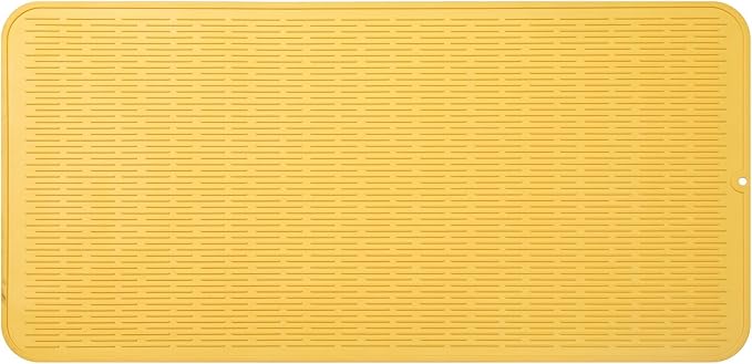 MicoYang Silicone Dish Drying Mat for Multiple Usage,Easy clean,Eco-friendly,Heat-resistant Silicone Mat for Kitchen Counter or Sink,Refrigerator or Drawer Liner Yellow 5XL 36inches x 18inches