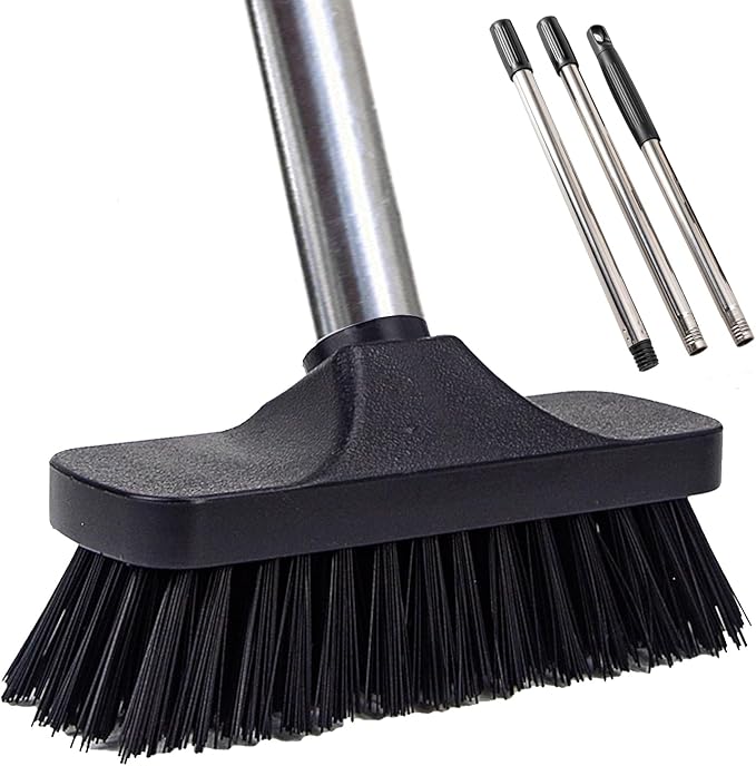BSMstone Push Broom Brush Stiff Bristles Floor Cleaning Brush Multi-Purpose Scrubber Brushes for Bathroom Bathtub Tile Floor Deck Patio