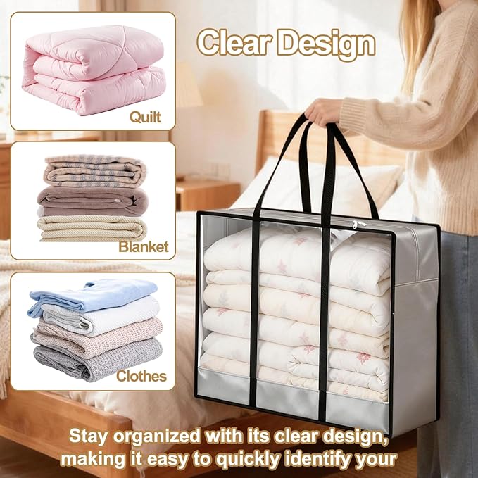 24 inches Christmas Wreath Storage Bag 4 Packs, 600D Heavy Duty Oxford Cloth Wreath Storage Container, Clear Moving Bags with Reinforced Handle for Xmas, Holiday, Moving & College Supplies