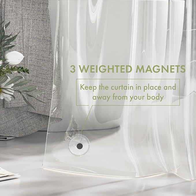 AmazerBath Extra Long Shower Curtain Liner 72x108, Clear Shower Curtain Liner Tall, Waterproof Plastic Shower Liner, Washable PEVA Shower Curtain with 3 Magnets and 12 Rustproof Metal Grommets