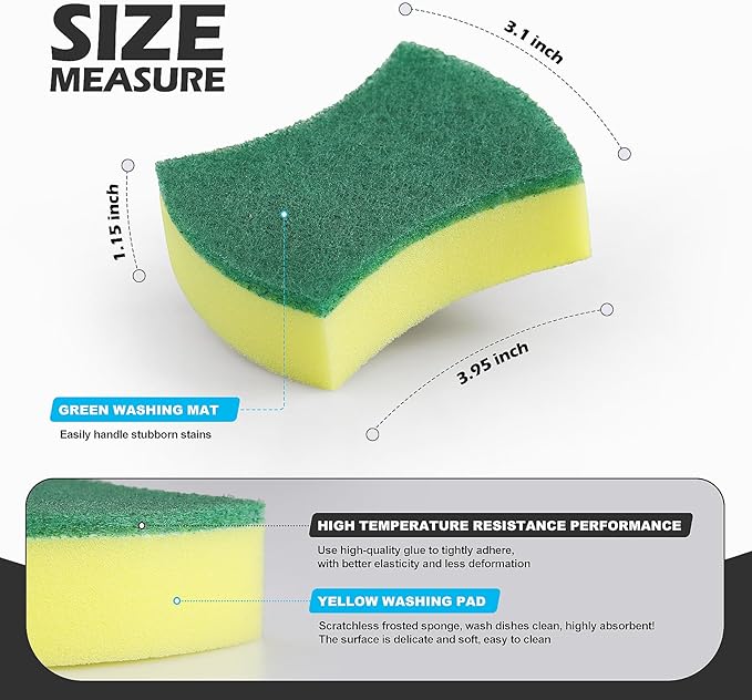 300 Pack Kitchen Cleaning Sponges, Eco Non-Scratch for Dish,Scrub Sponges.