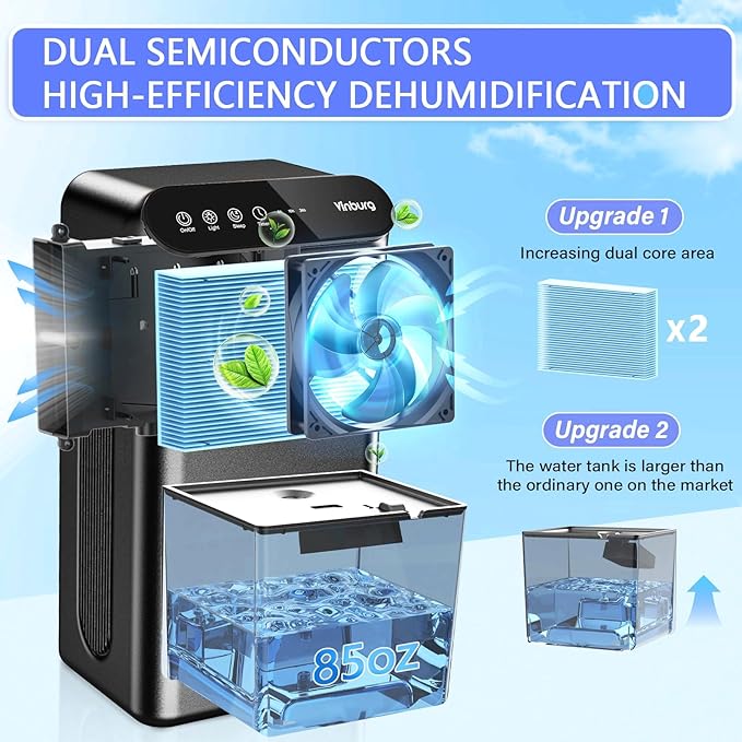 Dehumidifier for Basement (85 OZ, 800 sq ft) Quiet Dehumidifiers for Home, Auto Shut-Off, Sleep Mode, 3 Gear Timer(8H,16H,24H), Small Dehumidifier for Bedroom, Bathroom with Drain Hose (Deep Black)