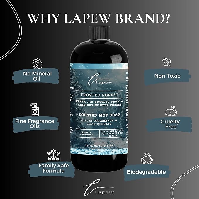 Lapew Frosted Forest Scented Mop Soap Concentrate 36 oz | Premium Fragranced Floor Cleaner | Streak-Free | Hard Floor Cleaning Solution | Eco Friendly | Made in USA