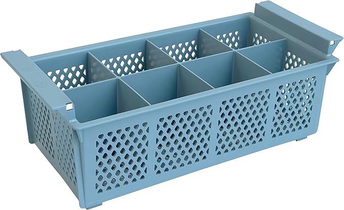 PROLISOK Flatware Rack – 8-slot Plastic Cutlery Basket – Large 16" Organizer for Knives, Forks, Spoons, Silverware, Kitchen Utensils, Essentials, Craft & Office Supplies – Dishwasher Basket