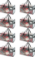 VENO 8 Pack Moving Bags, Christmas Storage Bins, Moving Boxes Alternative, Comforter and Blanket Storage Bags, College Dorm Packing Supplies, Foldable Heavy-Duty Tote (Clear, 8 Pack)