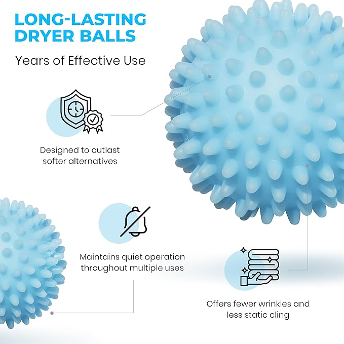 Handy Laundry Reusable Laundry Dryer Balls - A Natural Alternative to Fabric Softener, Reduce Drying Time and Save on Energy, Soft Fluffy Clothes, Fewer Wrinkles, Less Static Cling (Pack of 6)