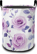 Retro Purple Butterfly Laundry Basket-Large Foldable Hamper Holder Portable Tall Collapsible Laundry Hamper Storage Basket Bin with Handles, Canvas & Waterproof lining for Household Items
