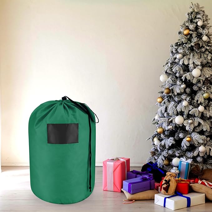 3 Pcs 21 x 12 Inch Christmas Inflatable Decorations Storage Bag with Blackboard Drawstring Waterproof Christmas Storage Containers for Holiday Xmas Ornaments Accessories Gift Organizer (Green)