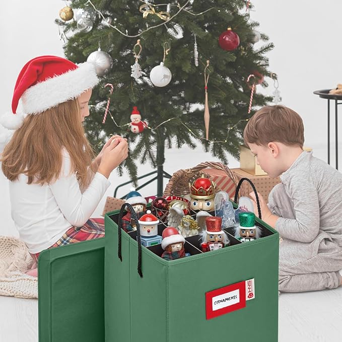Christmas Nutcracker Collectible Storage Box - Stores Up to 16" Tall Nutcrackers, Ornaments & More - Holiday Decor Organizer with Adjustable Dividers