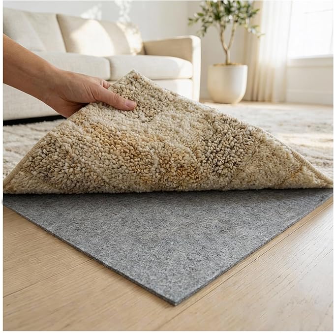 COMFYPAD Felt Rug Pad with Gripper Dots, 2x6 Ft Non-Slip Rug Underpad with PVC Backing, 1/6" Thick Cushioned Carpet Pad Gripper for Hardwood Floors, Vinyl & Tile, Under Rug Padding Floor Protection