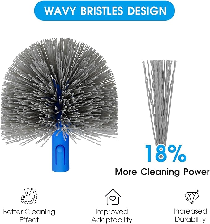 Small Pool Brush Head for Cleaning Narrow Corners Steps, Stiff Wavy Bristles Round Brush Scrubber for Above Ground & Inground Pools, Cobweb Brush