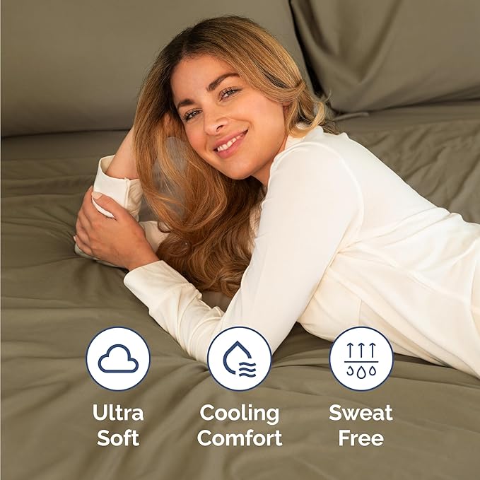 Twin 4 Piece Sheet Set - Comfy Breathable & Cooling - Ultra Soft Hotel Luxury Bedding Set with 8-16 Inch Deep Pockets - 1 Flat & 1 Fitted Sheet & 2 Pillowcases - Cozy, Wrinkle Free & Easy Care - Khaki