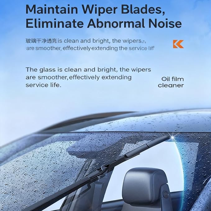 Automotive Oil Film Cleaning Brush, Anti-Fog Clear Vision Glass Cleaner, Car Windshield Cleaner for Water Spots and Grime, Improves Glass Clarity and Visibility(2Pcs)