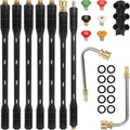 Hoqqf Upgraded Pressure Washer Extension Wand,Up to 115in,4000 PSI Gutter Cleaner Attachment with 6 Tips,1/4"Quick Connect, Leak-Resistant Ring