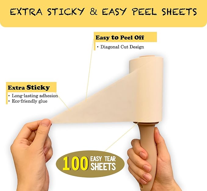 HapChron Extra Sticky Lint Roller Refills Only, Total 800 Easy Tear Sheets, Fits Most 3.9"-4" Standard Size Lint Roller with Inner Diameter at 1.5", Works Great On Pet Hair(Pack of 8)