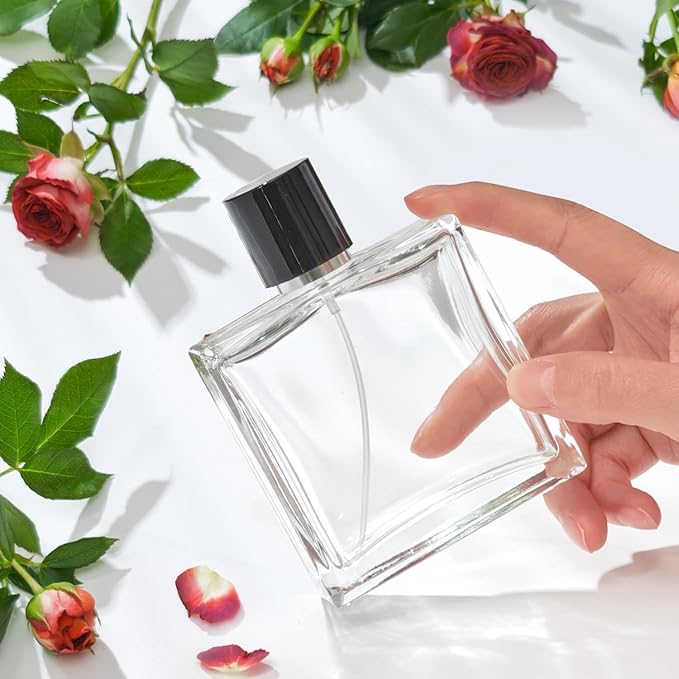 Yerpkefey 100ml/3.4 Oz Glass Spray Bottle Perfume Atomizer,Empty Refillable Perfume Spray Bottle with 3 Kinds of Dispenser (A4)