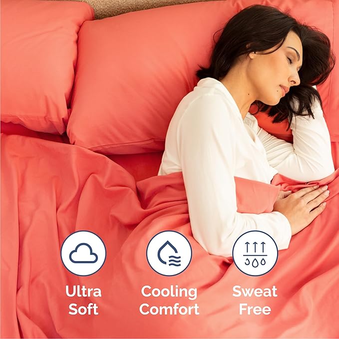 Cal King 6 Piece Sheet Set - Comfy Breathable & Cooling - Ultra-Soft Hotel Luxury Bedding Set with 8-16 Inch Deep Pockets - 1 Flat & 1 Fitted Sheet & 4 Pillowcases - Wrinkle Free & Easy Care - Coral