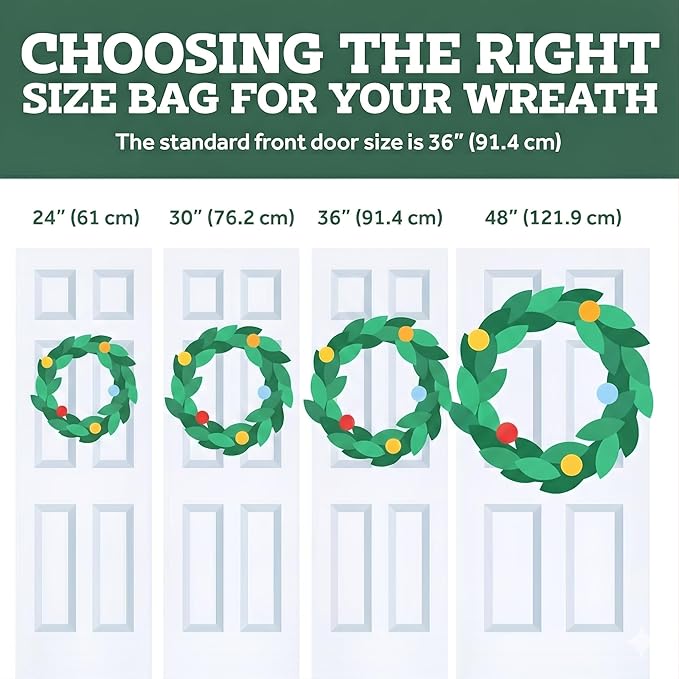 ZOBER 2 Pack Oxford Christmas Wreath Storage Container 24 Inch - Wreath Bag for Artificial Wreaths Box - Waterproof Fabric, Dual Zippered Wreaths Storage Bag With Strong Durable Handles - Black