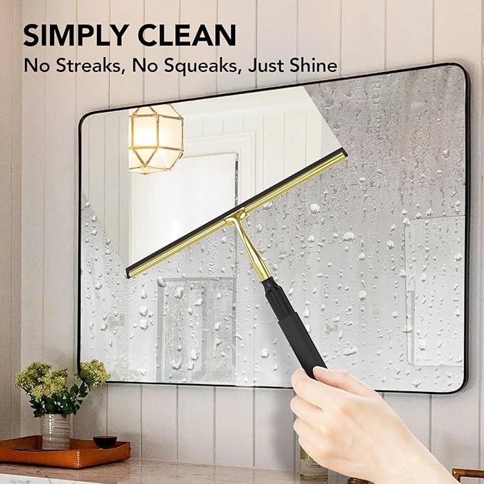 Shower Squeegee with Long Handle, 15-51" Telescopic Squeegee for Window Cleaning, Window Squeegee for Glass Doors, Extendable Window Cleaner Tool for Tile Walls, Sliding Door, Floor, Car Windshield-GD