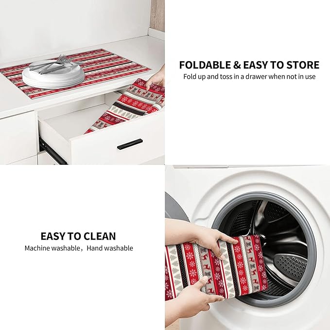 Christmas Dish Drying Mat for Kitchen Counter Cute Kitchen Christmas Dish Mat Microfiber Kitchen Countertop Absorbent Reversible Drainer Rack Pad