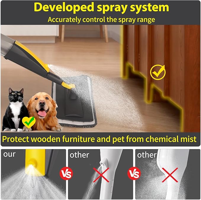 Mops for Floor Cleaning, Spray Mop with 400ml Refillable Bottle and 2 Replacement Pads Dry Wet Floor Household or Commercial Hardwood Laminate Tile Ceramic