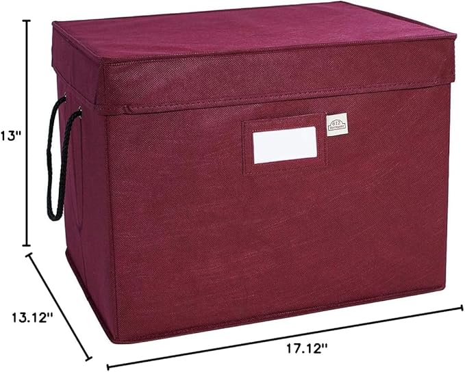 612 Vermont Christmas Ornament Storage Box with Adjustable Acid-Free Dividers, 3 Removable Trays with Handles, 17 Inch x 13 Inch x 13 Inch, Holds 36-4 Inch Ornaments