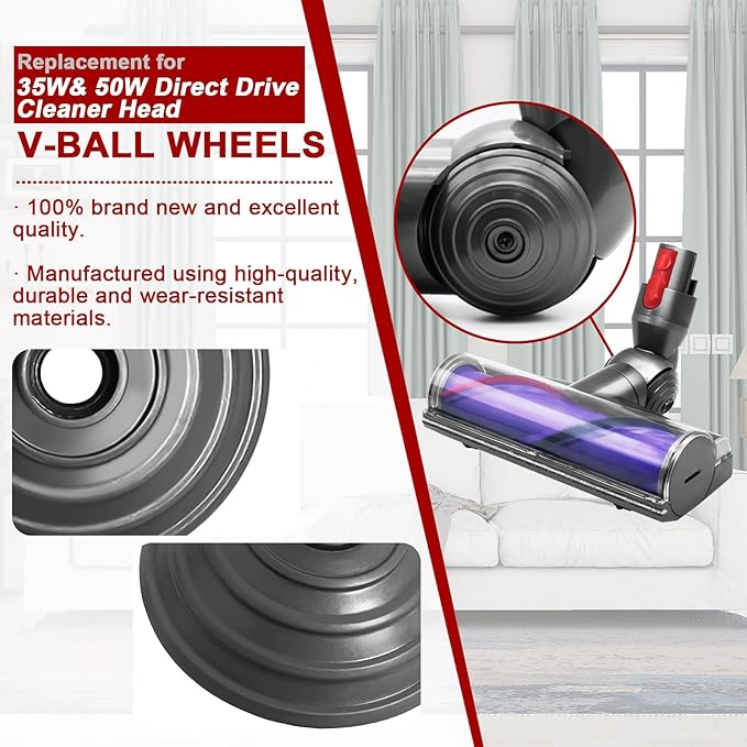 Garbage fighter Ball Wheel + Soleplate Wheels for Dyson V6 V7 V8 V10 V11 V12 DC58 DC59 DC62 DC74 Vacuum Cleaner 35W 50W Direct Drive Cleaner Wheels Replacement Parts
