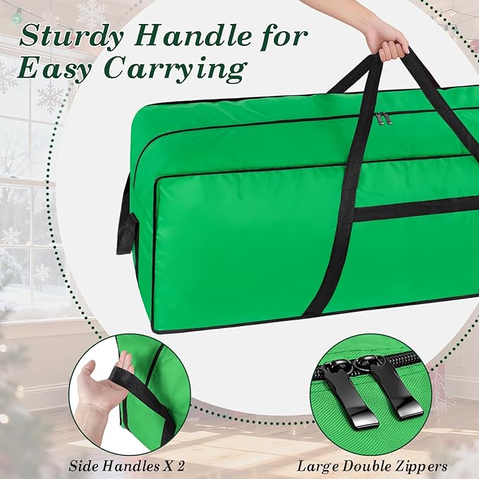 9 ft Christmas Tree Storage Bag, Heavy Duty Christmas Tree Bag with Reinforced Handles and Dual Zippers Wide Opening, Large Capacity fits for Artificial Christmas Tree (Green, 9ft)