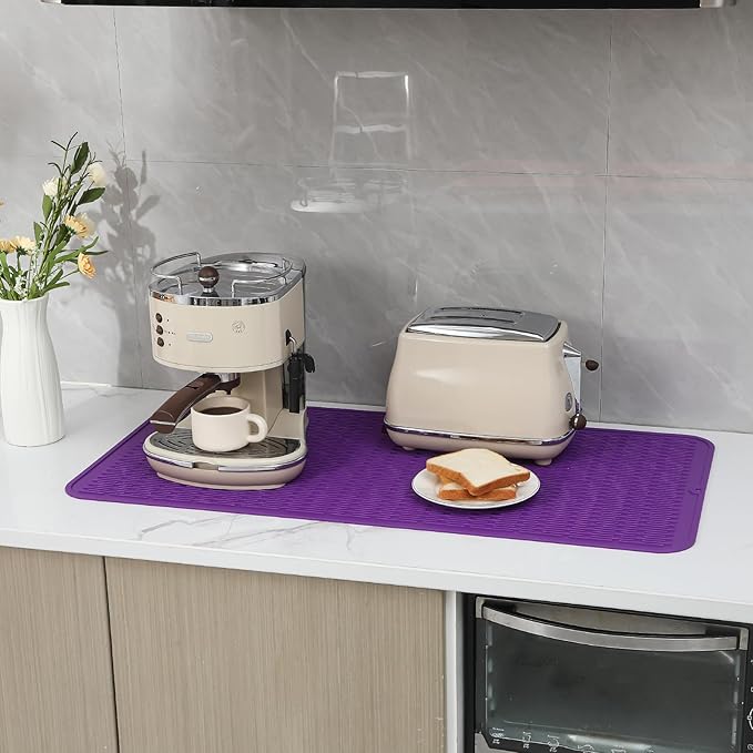 MicoYang Silicone Dish Drying Mat for Multiple Usage,Easy clean,Eco-friendly,Heat-resistant Silicone Mat for Kitchen Counter or Sink,Refrigerator or Drawer Liner Purple 5XL 36inches x 18inches
