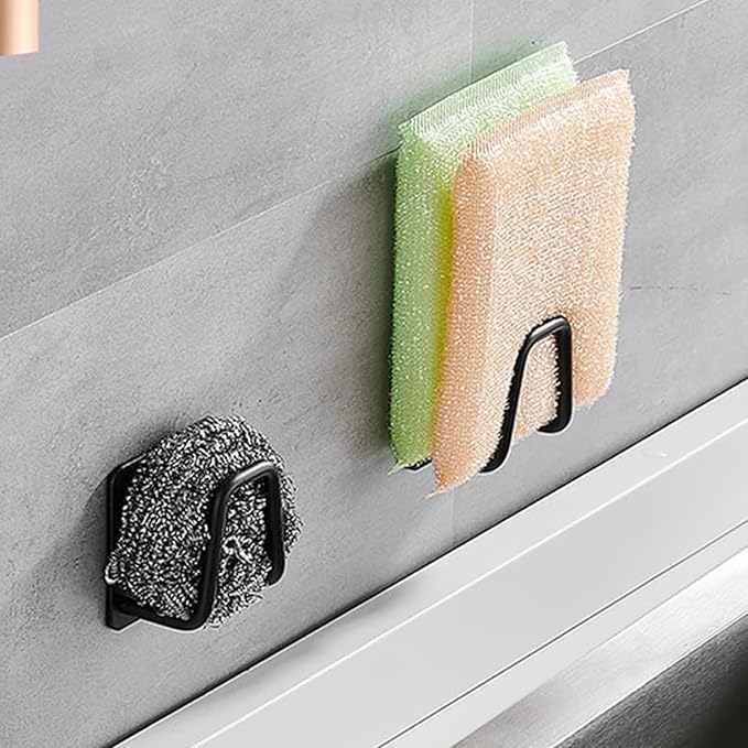 6pcs stainless steel sponge rack drainage rack hook washbasin steel ball sink no storage punching cleaning layout rack, suitable for kitchen accessory rack, washing machine storage rack