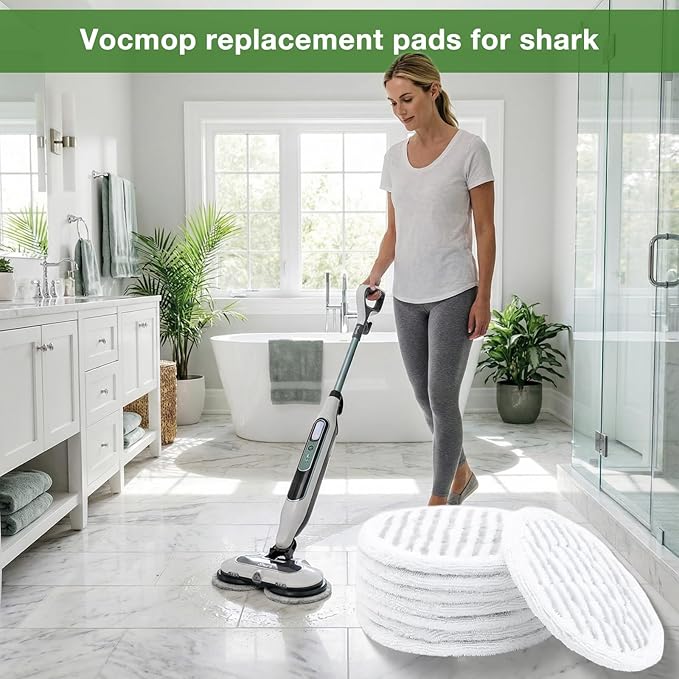 8 Pack Steam Mop Replacement Pads for Shark S8001 S7001 S7201 S7000AMZ S8201 Steam and Scrub Mop Pads Repeatedly Washed for All Floors Cleaning