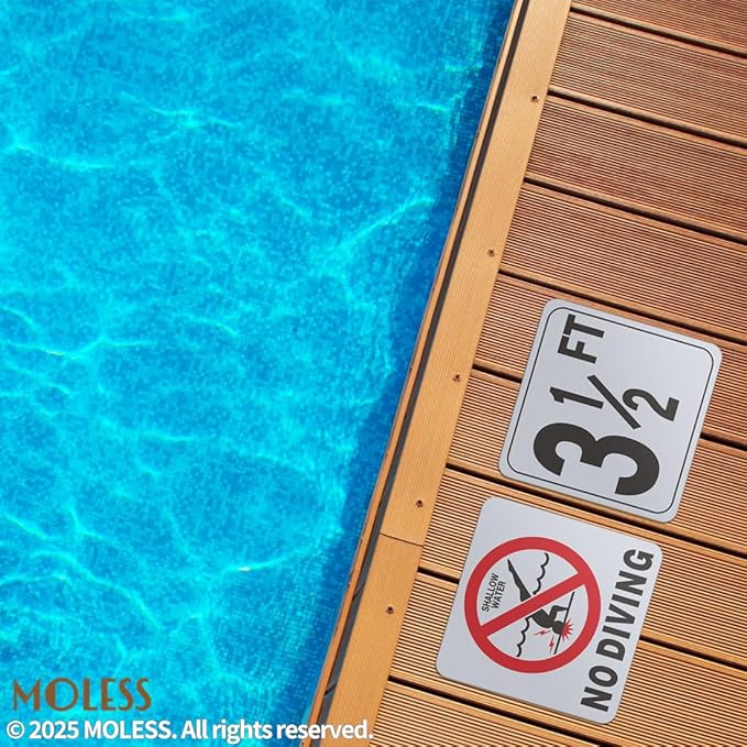 3½FT Pool Depth Marker Stickers – 6x6″ Anti-Slip Vinyl Tile Stickers for Swimming Pool Safety Signs, Adhesive Pool Depth Markers for Decks, 3½ FT (1 Pack)