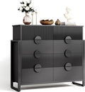 Fluted Dresser for Bedroom with 8 Drawers, 50" Wide Chest of Drawers with Raised H Legs and Curved Profile Design, Wood Closet Clothes Storage Organizer for Bedroom, Hallway, Black