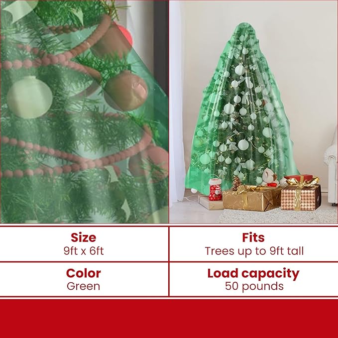 VicMore Christmas Tree Disposal & Removal Bag (9x6 ft) – Heavy-Duty, Tear-Resistant, Odorless PE Cover for Real or Artificial Xmas Trees – Extra Large, Dustproof & Multi-Use, Green