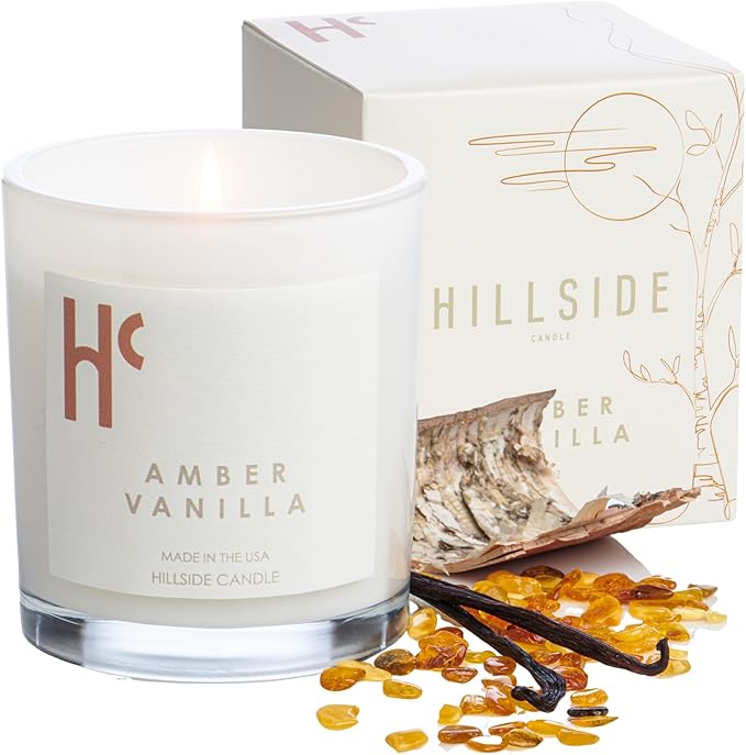 Amber Vanilla Fragrance - Single Wick Soy Candles - Up to 60 Hour Burn Time, Cruelty-Free Soy Candle Wax Blend - Warm Golden Amber & Vanilla Fragrance (9 oz)