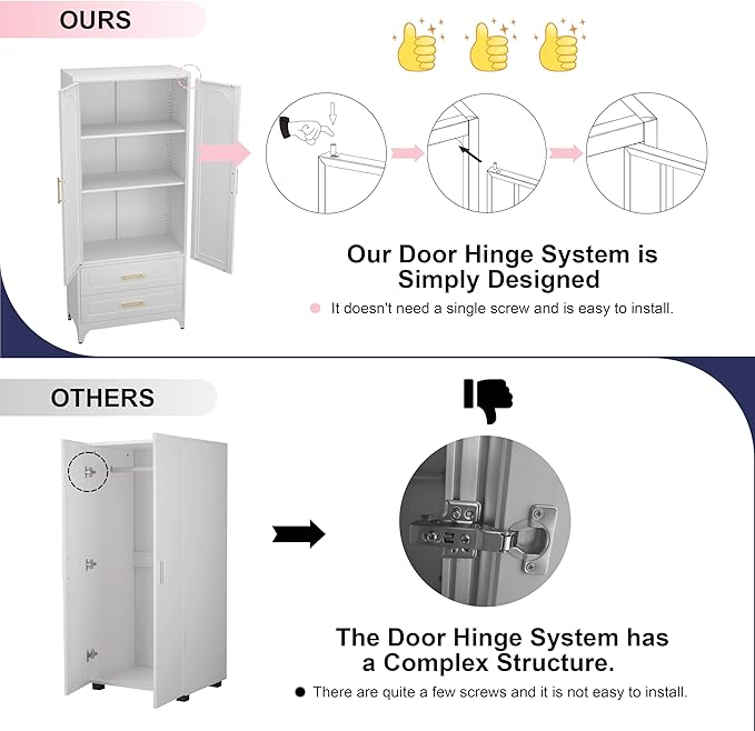 Pantry Kitchen Cabinet with Drawer, 75" Tall Pantry Storage Cabinet, Metal Storage Cabinets with Doors and Shelves, Large Freestanding Cupboard for Dining Room, Assembly Required, White